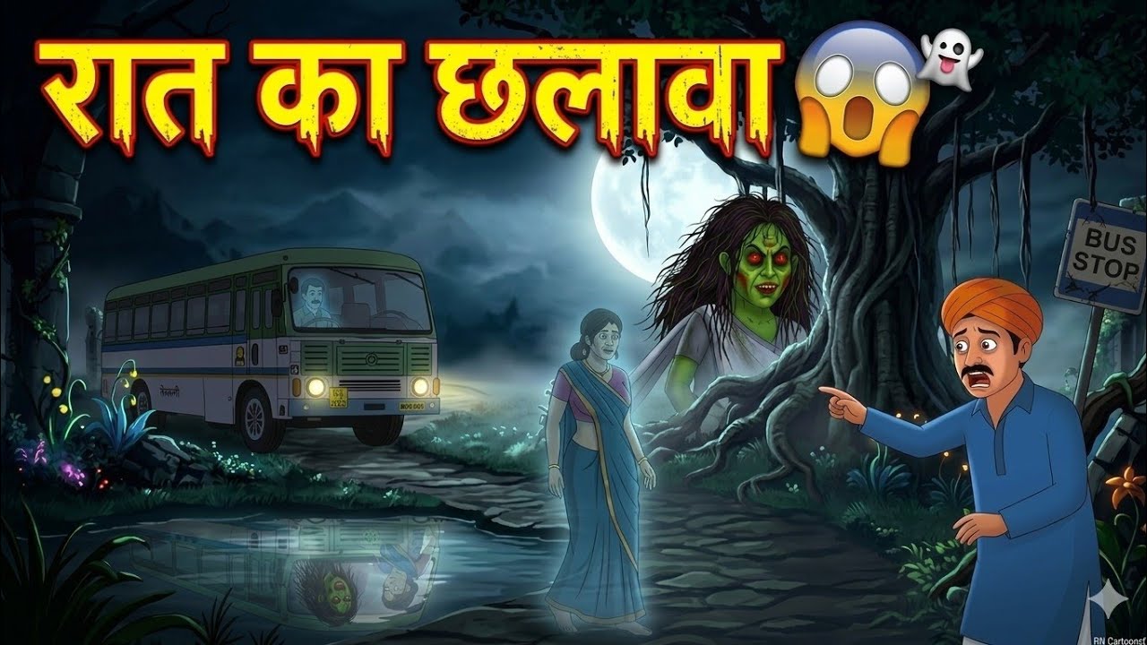 रात का छलावा 😱 | आधी रात की भूतिया बस | मौत की आखिरी यात्रा |#horrorstory #cartoon #animation #bhoot