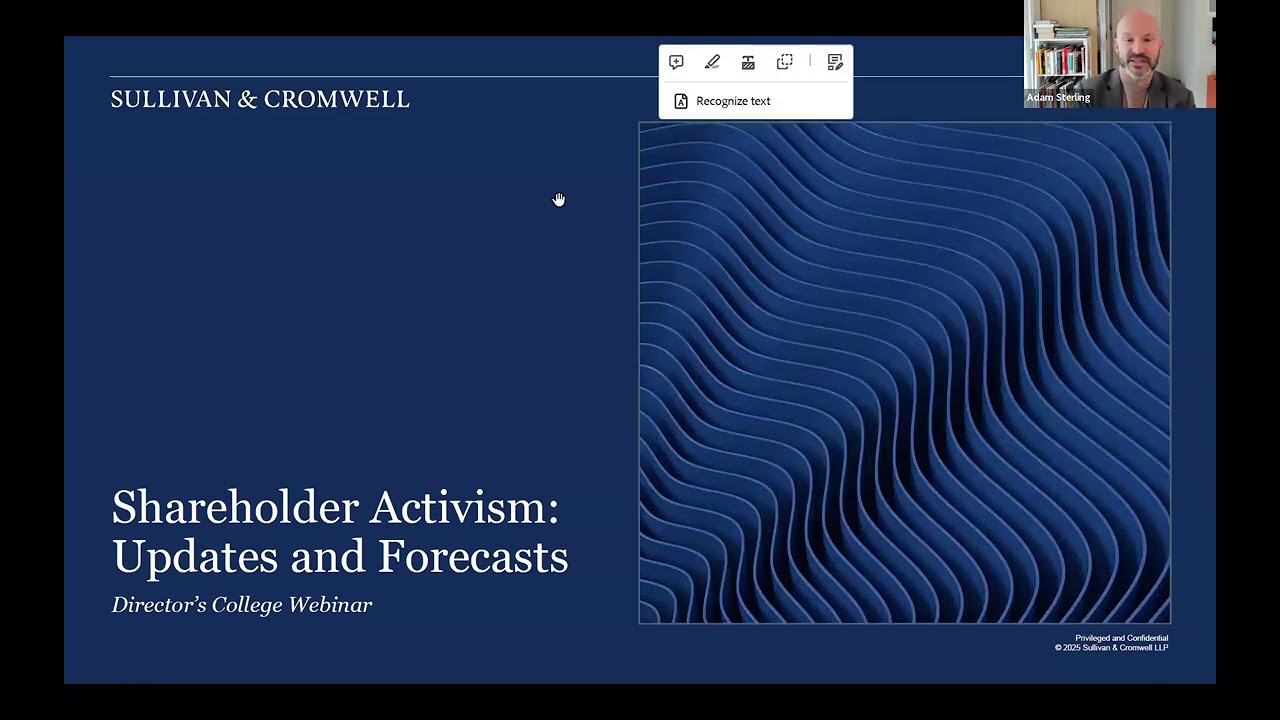 Directors' College Webinar – Shareholder Activism: Updates and Forecasts