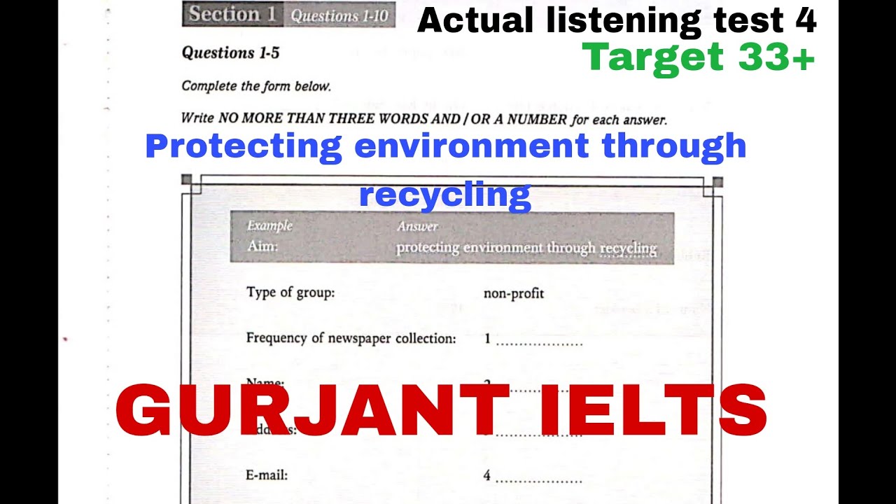 Protecting environment through recycling actual IELTS listening