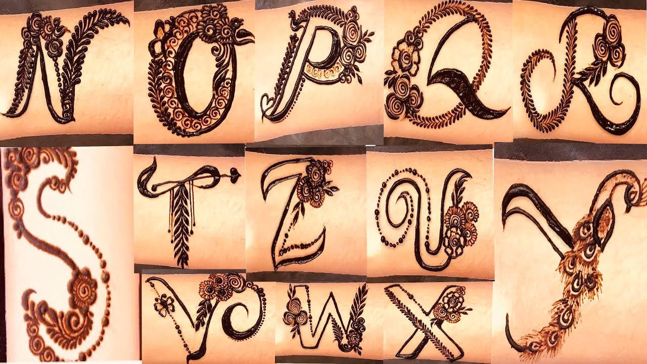 YouTube’s Best | Alphabet Mehndi Design | M To Z Mehndi Design | A to Z Letter Tattoo Design’s
