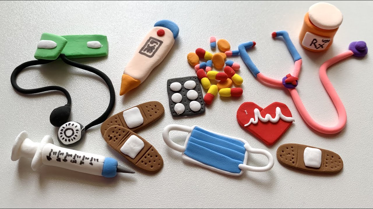 DIY Polymer clay Miniature clay doctor set| How to make mini items for doctor- medical kit