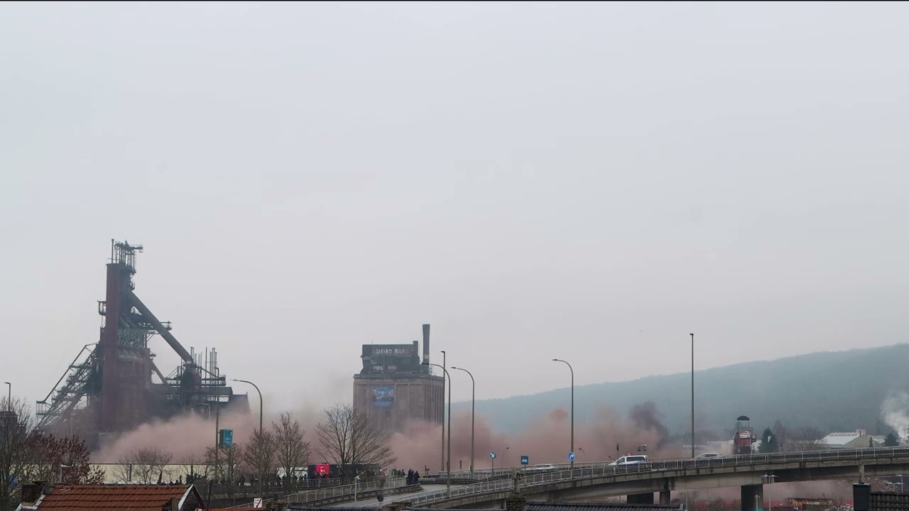 Ougrée Blast furnace B chimneys demolition 28-1-2026