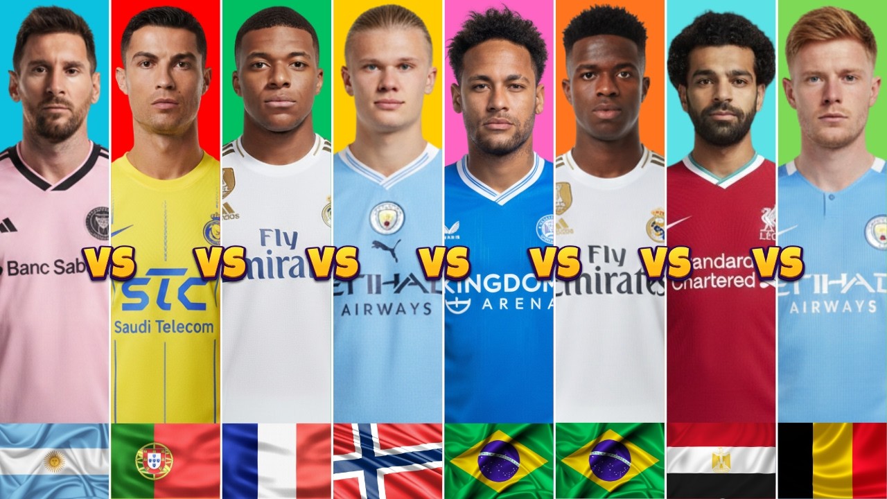 Messi vs CR7 vs Mbappé vs Haaland vs Bham vs Vini vs Neymar vs Bruyne vs Salah vs Yamal Comparison