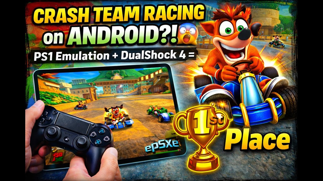 Crash Team Racing on ANDROID?! 🏆 PS1 Emulation + DualShock 4 = 1st Place