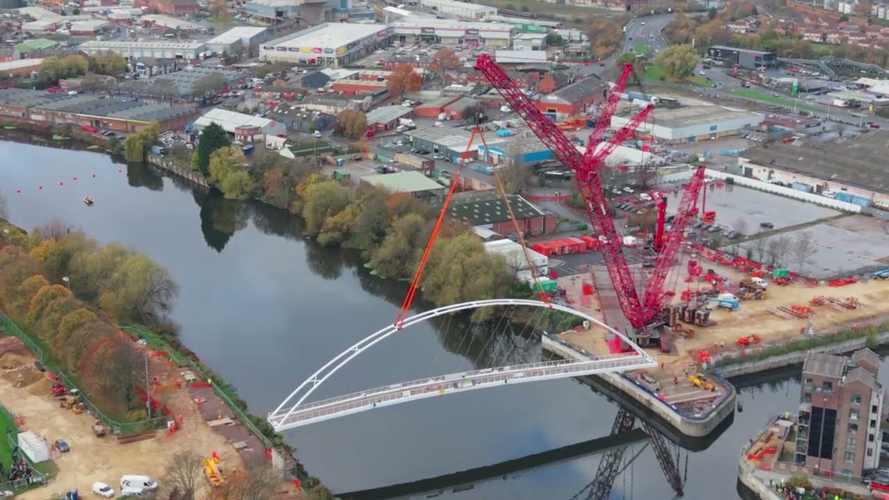 River Trent First Bridge in 60 Years!!! Waterside Bridge  Exclusive Drone Footage! #nottingham #nffc