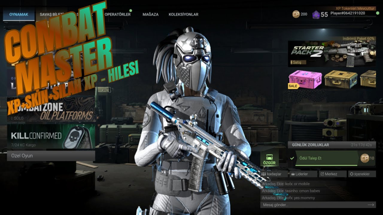 COMBAT MASTER SKİN HİLESİ + LEVEL HİLESİ + SİLAH XP HİLESİ