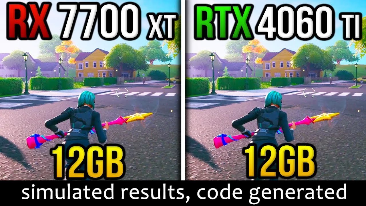 RX 7700 XT vs RTX 4060 Ti Fortnite Performance Test (simulated results)