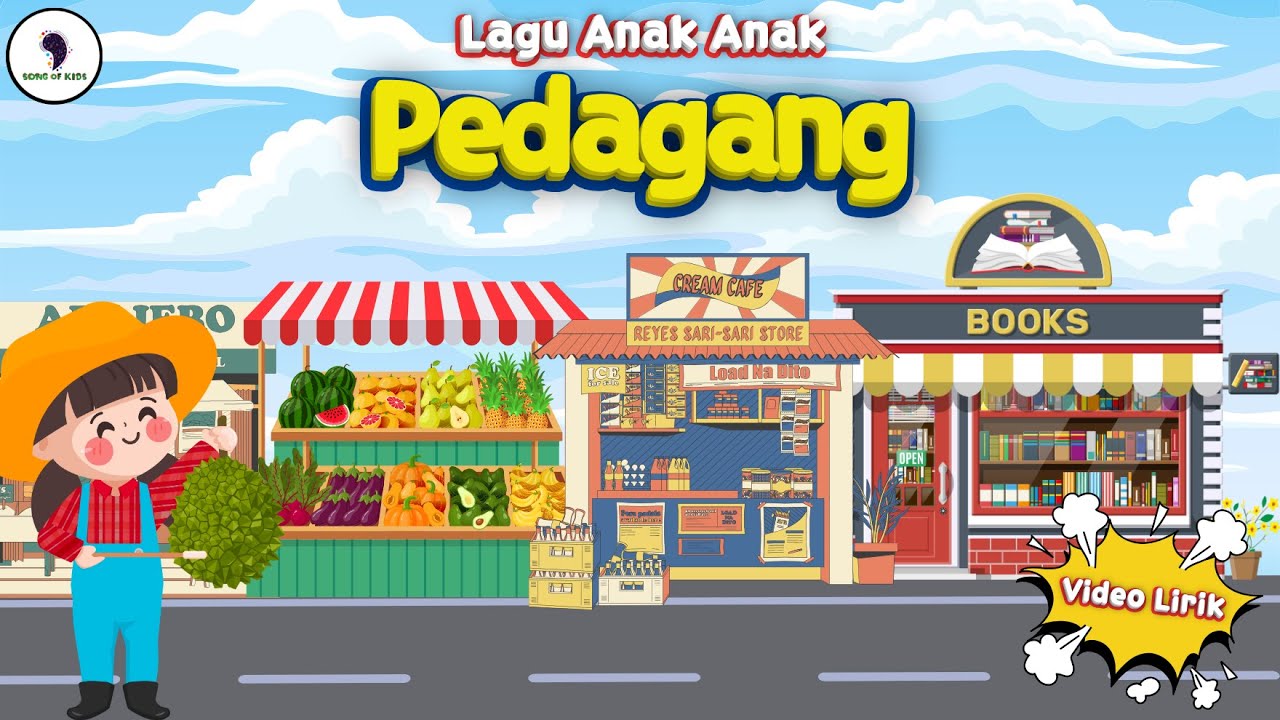 Lagu Anak Anak - Pedagang || Lagu Market Day (Video Lirik) Song of Kids
