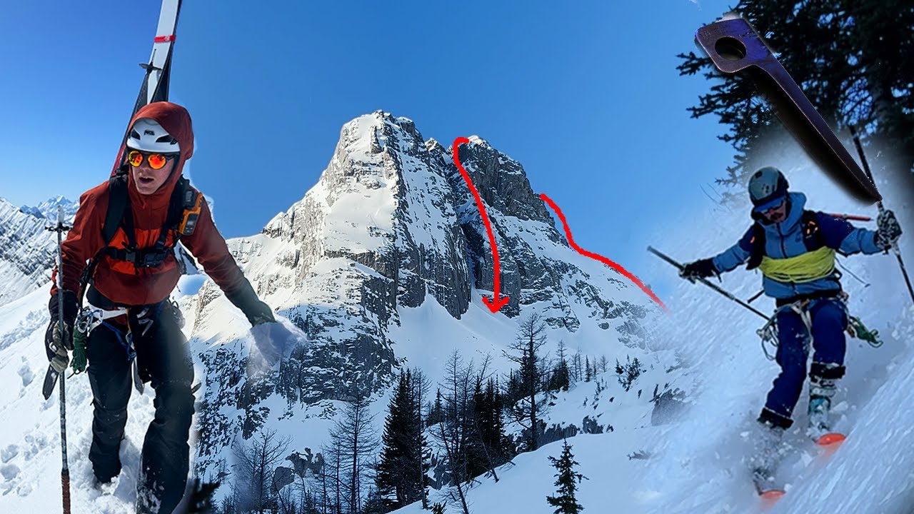 Rappelling Commonwealth Couloir with skis on our backs
