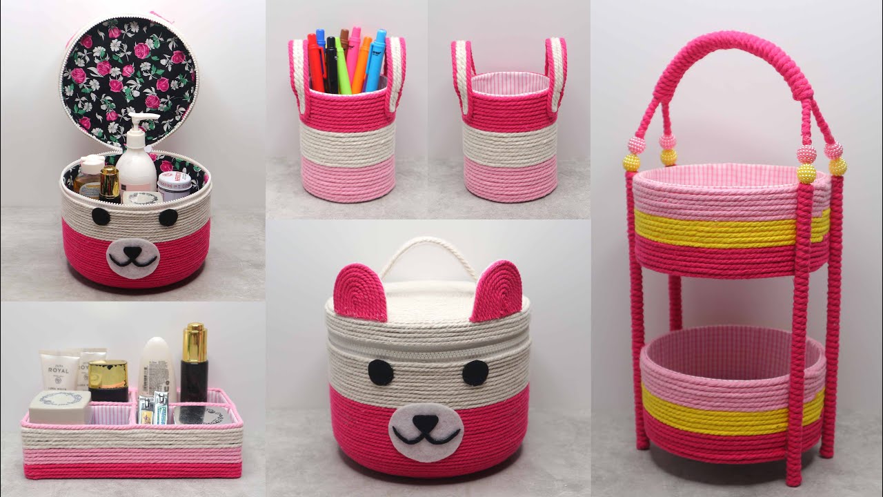 4 Rope Organizer DIY Ideas | Best Out of Waste Plastic Bottle Craft | Ide kreatif Wadah Serbaguna