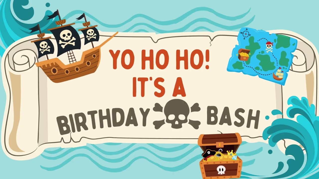 Yo Ho Ho! Pirate Birthday Bash 🏴‍☠️ 2 Hour Party Screen with Tropical Music & Animated Pirate Fun