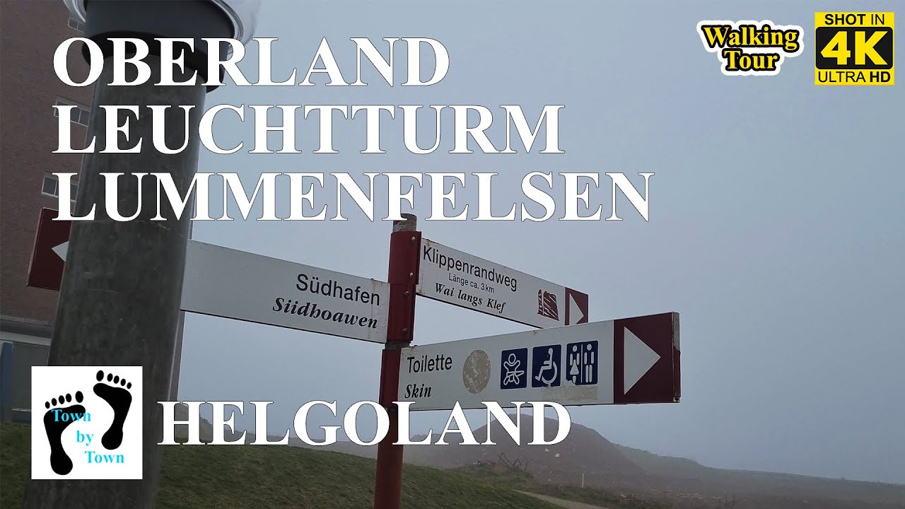 💥 Helgoland, Oberland, Kirche, Leuchtturm, Lummenfelsen, Insel Walk, 4k, 60fps