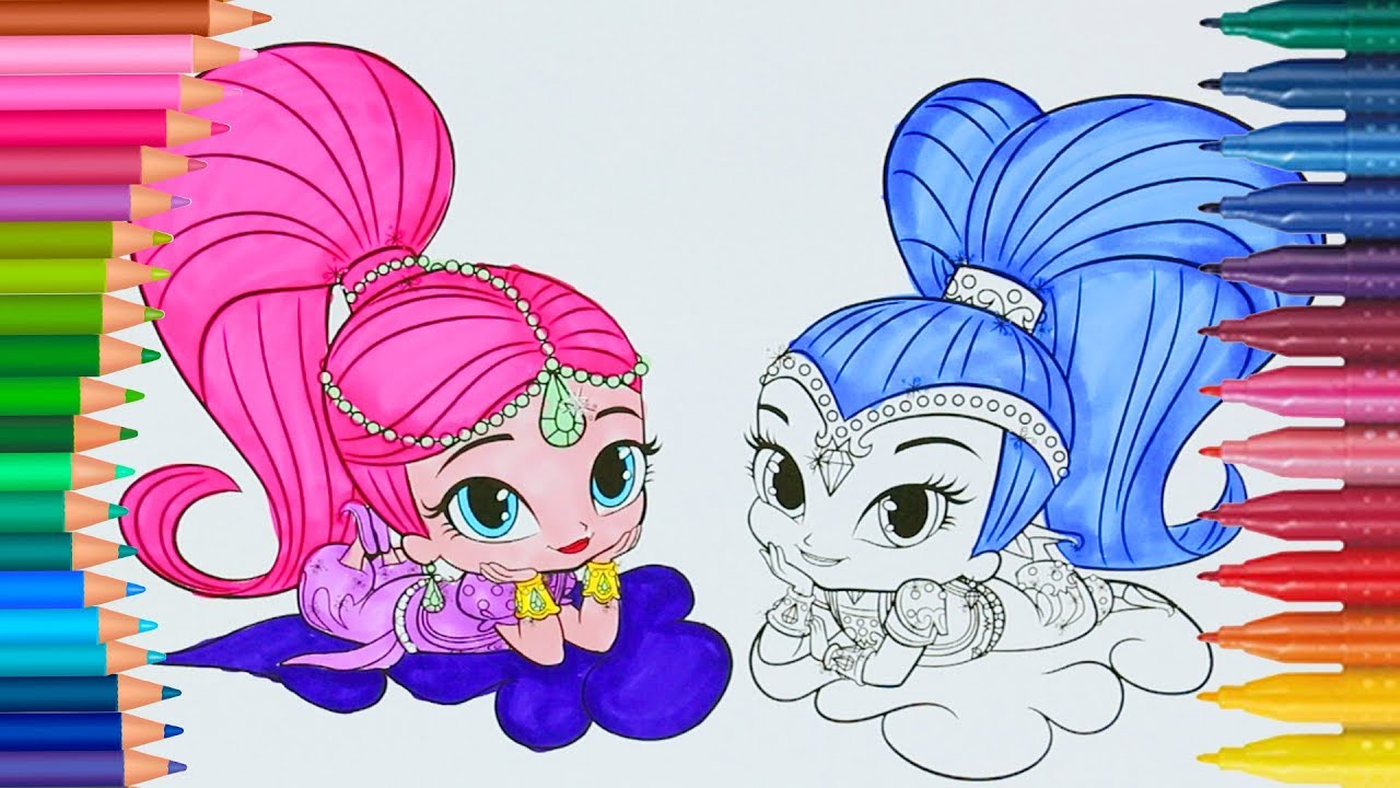 Shimmer e Shine Juego de pintar con El Polito Pio cancion | Manos pequeñas Dibujos para Colorear