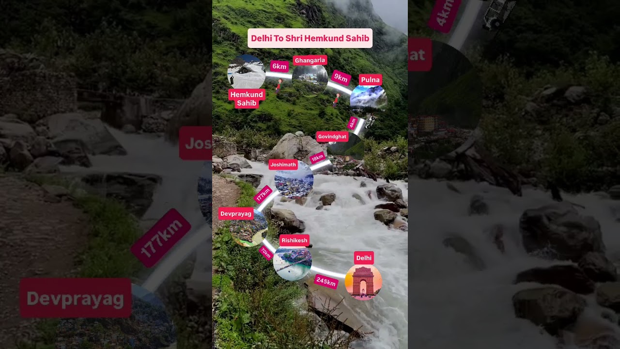 Delhi to Hemkunt Sahib Route Map #shorts #uttarakhand