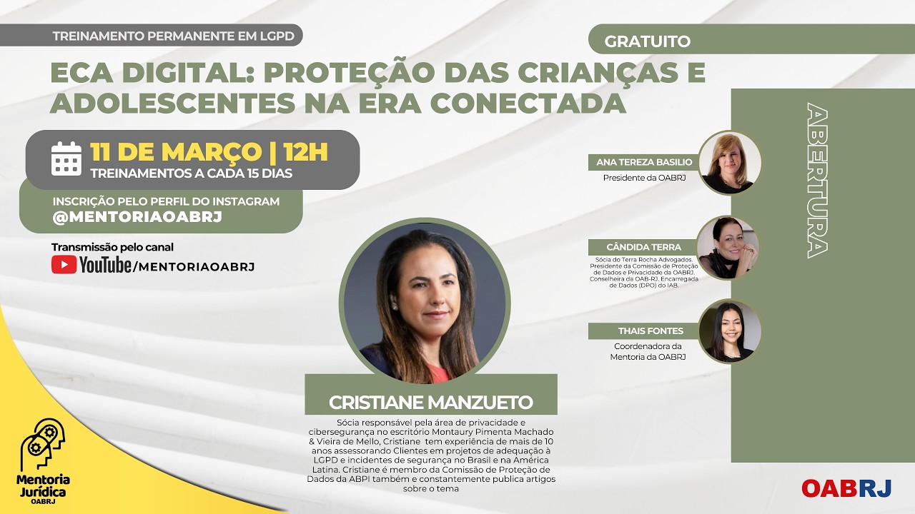 ECA DIgital: Proteção das Crianças e Adolescentes na Era Conectada - Treinamento em LGPD - 11/03 12H