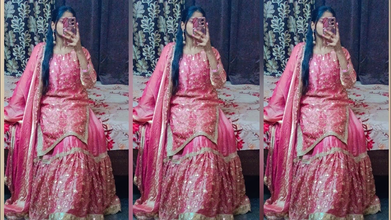 New wedding special trending Farhsi gharara kurti cutting ✂️ with stitching 