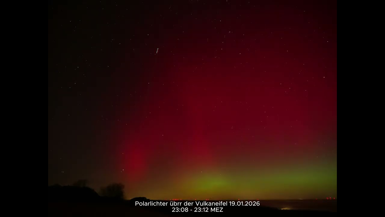 19. Januar 2026 extrem helles Polarlicht über der Vulkaneifel:  