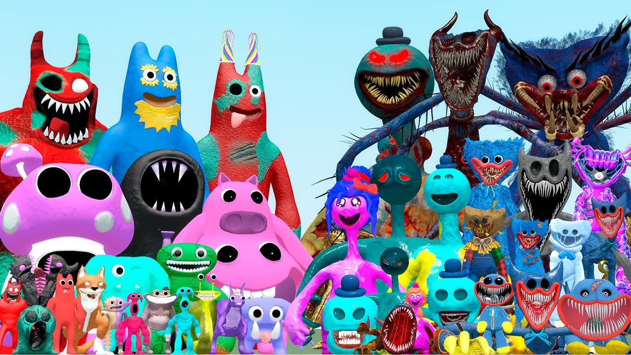 ALL GARTEN OF BANBAN 8 CHARACTERS VS DOEY DOGHMAN AND HUGGY WUGGY POPPY PLAYTIME (Garry's Mod)