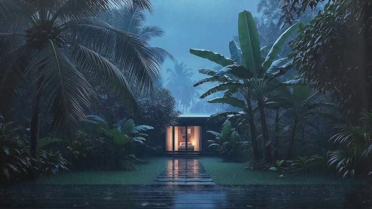 Sleep Instantly with SoftForest Rain Sounds and Soft Thunder Outside a Cozy Cabin 🌧️