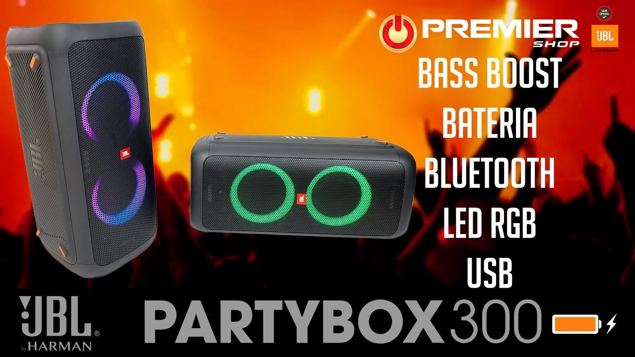 Toca muito com Bateria Parruda - Caixa JBL PartyBox 300 - [ Premier Shop ]