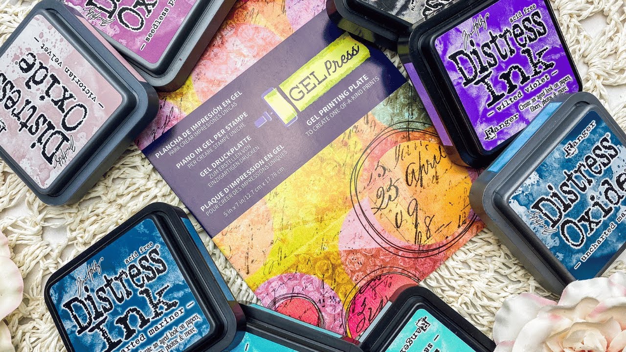 How to gel print with Distress Inks and Distress Oxide Ink - Gel printing for beginner's
