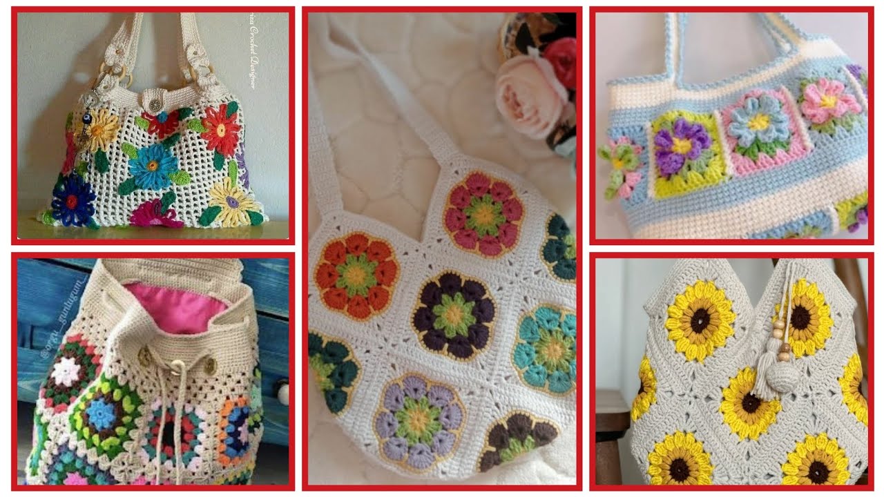 Latest new beautiful crochet granny square handbags design 
