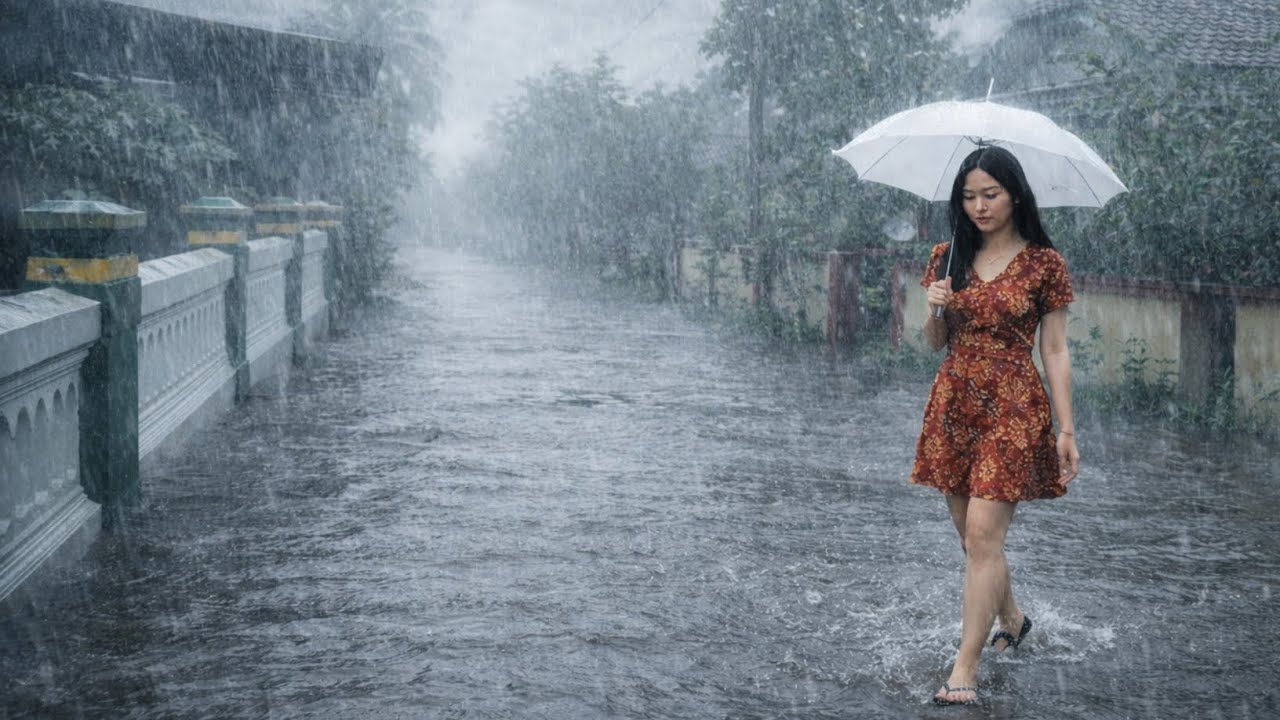 Heavy Rain on an Empty Road | Stress Relief & Peaceful Sleep Sounds