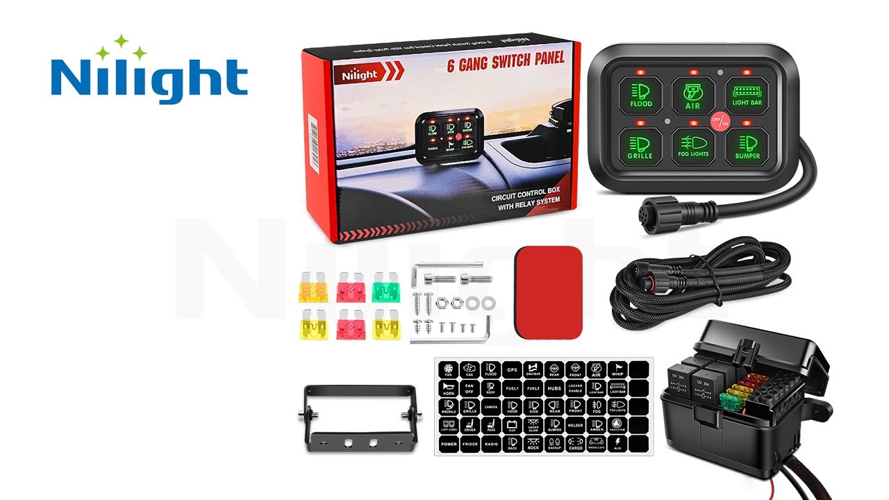 Nilight 6 Gang Switch Panel with Electronic Relay System