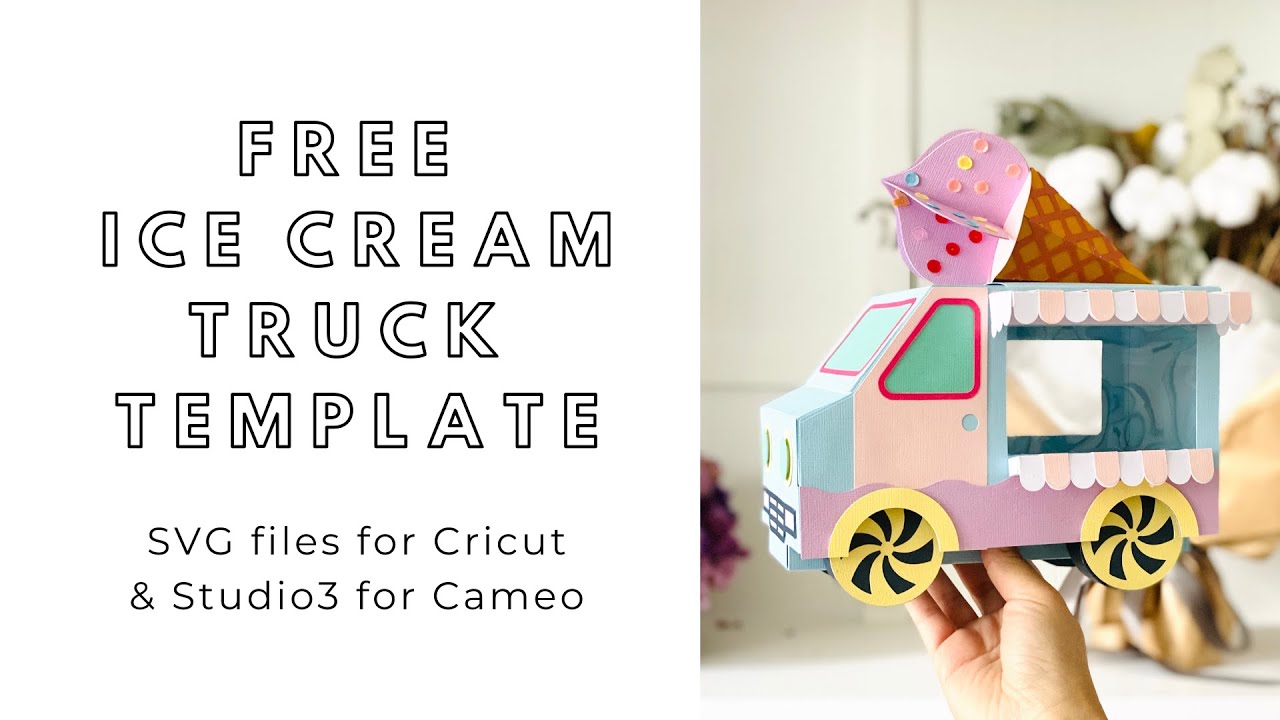 Cute summer paper craft project! Free Cricut and Silhouette Cameo templates. Ice cream truck