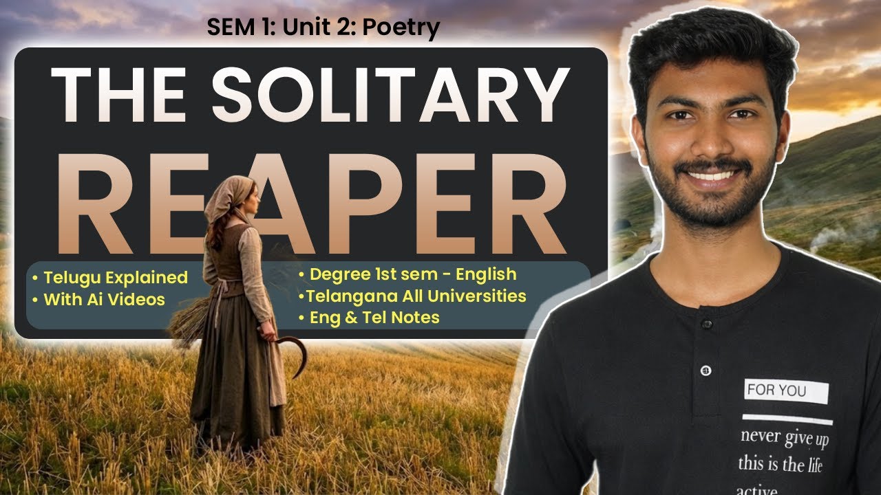 The Solitary Reaper by William Wordsworth 🌾 in telugu || TS Degree 1st sem English