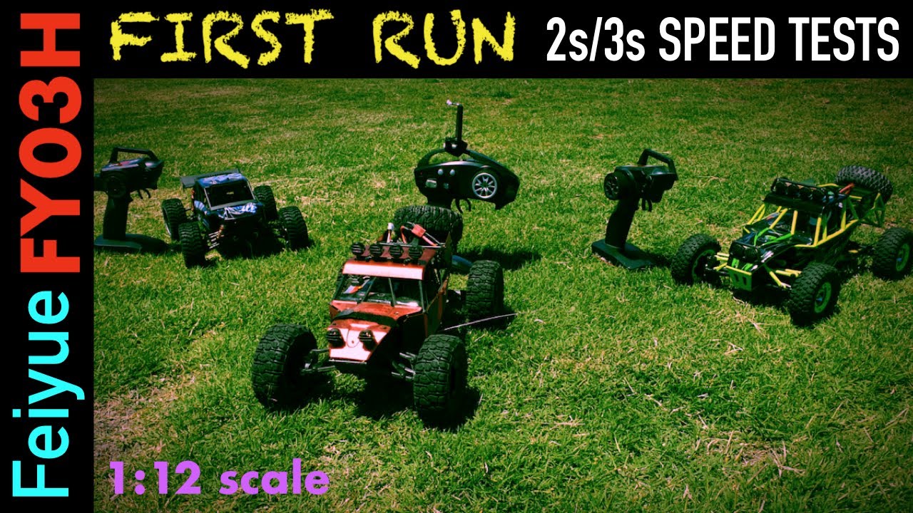 First Run 2s/3s Speed Tests - Feiyue FY03H 1/12 2.4G 4WD Brushless RC Car  Desert Off-road Truck RTR