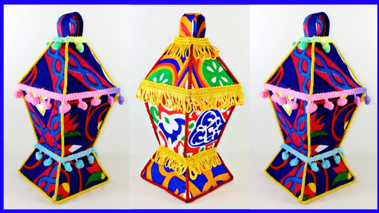 طريقة عمل فانوس رمضان بقماش الخياميه 🌙👲👧🌙💁Diy Ramadan decor