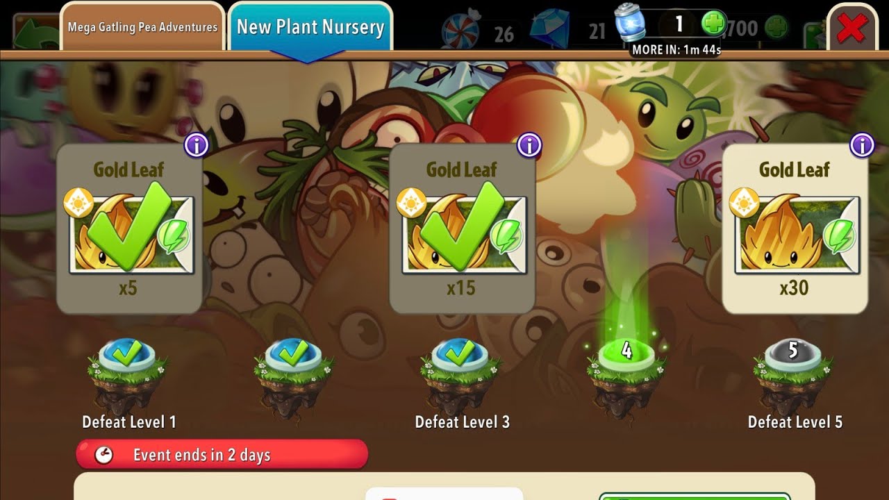 New Plant Nursery Gold Leaf 🍀 #level 1&2&3 #pvz #pvz2 #youtube #gaming #games #zombie #viral #videos