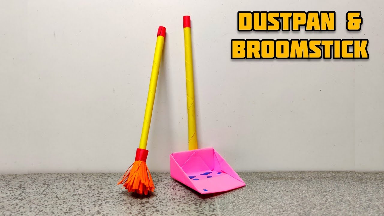 Origami Dustpan and Broomstick | Origami tutorial | Paper craft