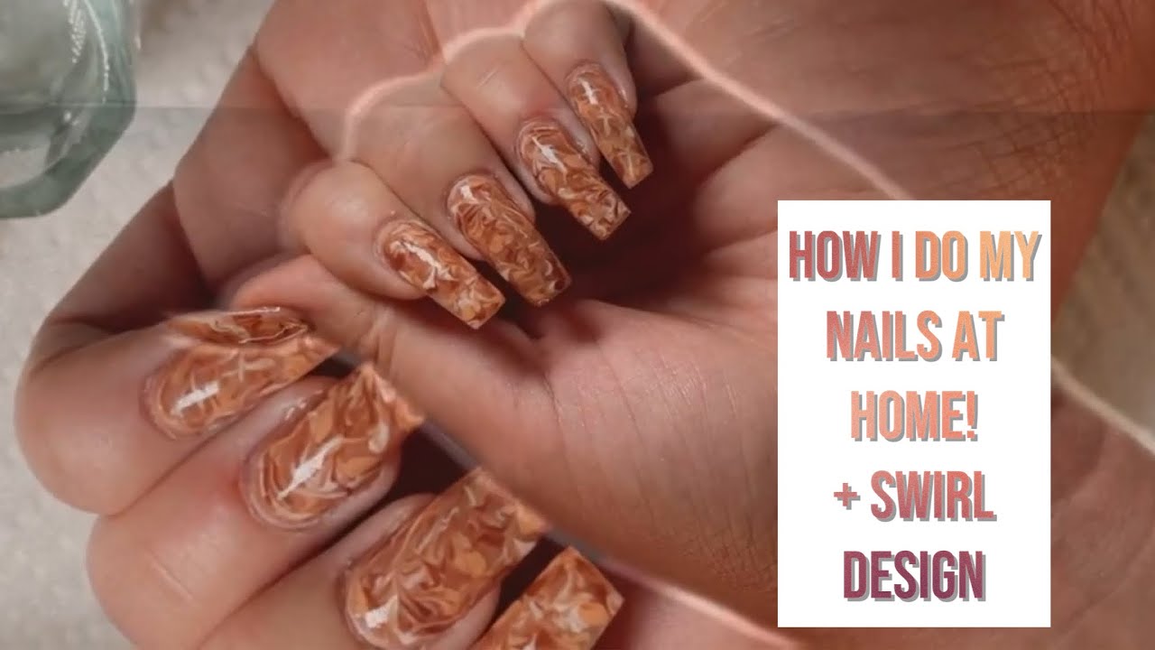 DIY NAILS w/ Polygel & **Super EASY** Swirl Marble Nail Design Fall 2021