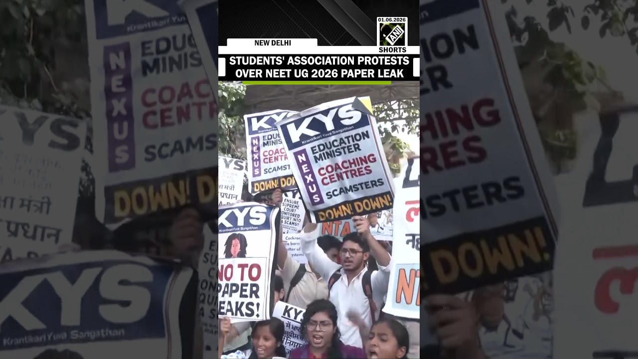 All India Students' Association protests over NEET UG 2026 paper leak in Delhi