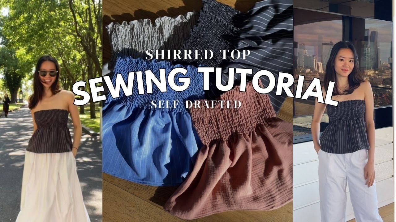 How to make a shirred top, free self draft pattern, beginner friendly