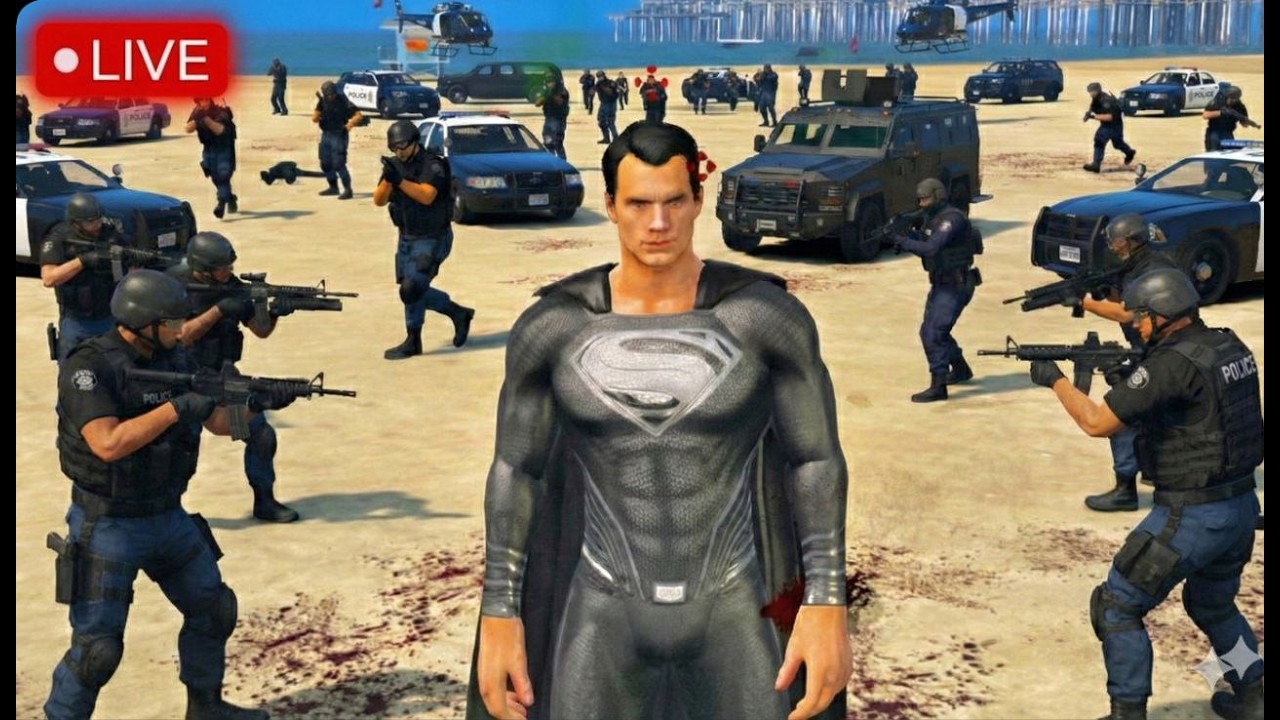 🔴 LIVE: Black Superman vs 5★ Cops 😱💥 | Full GTA V Action & Destruction PART-2
