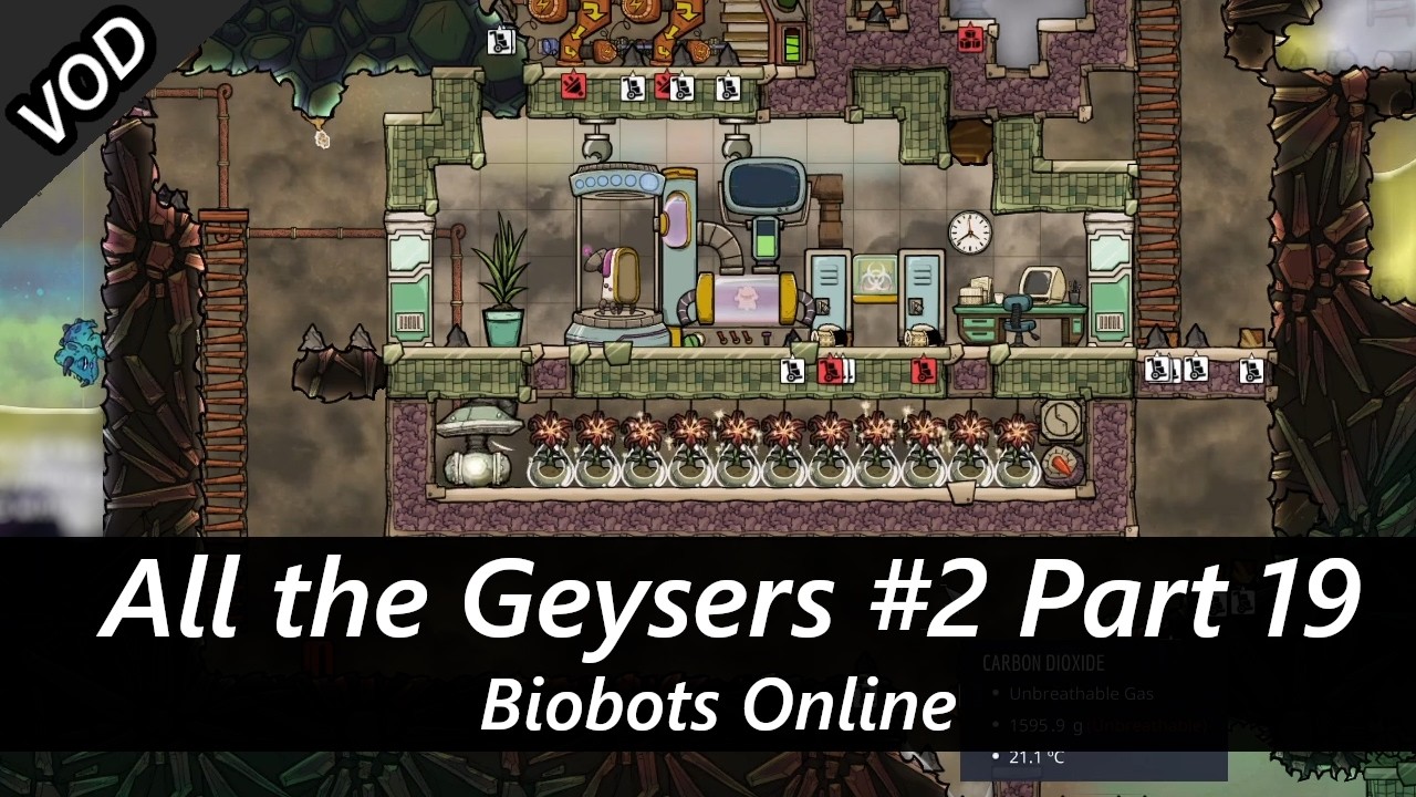 Activating the Bio Bots for a Volcano Tamer All the Geysers #2 Part 19 VOD Oxygen Not Included