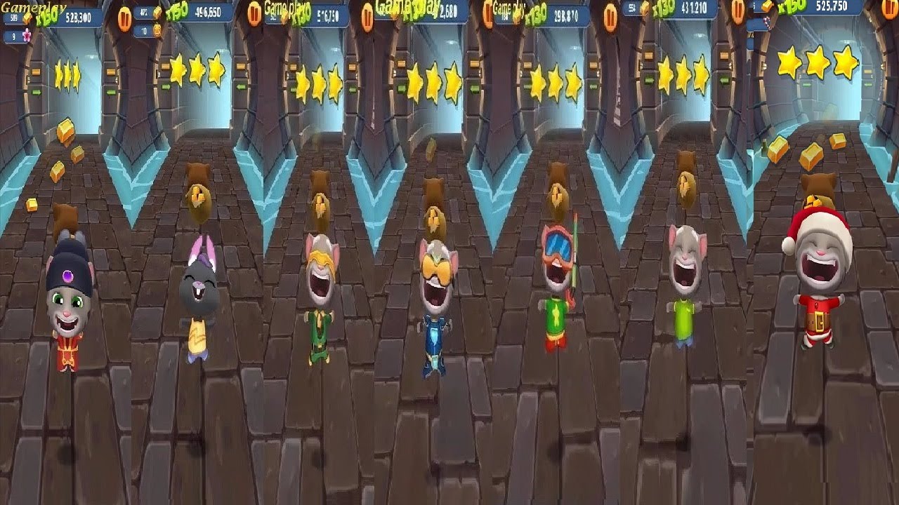 Talking Tom Gold Run Fortune Tom VS Becca Splashy Tom Santa Talking Super  Hyper Tom  Catch Raccoon