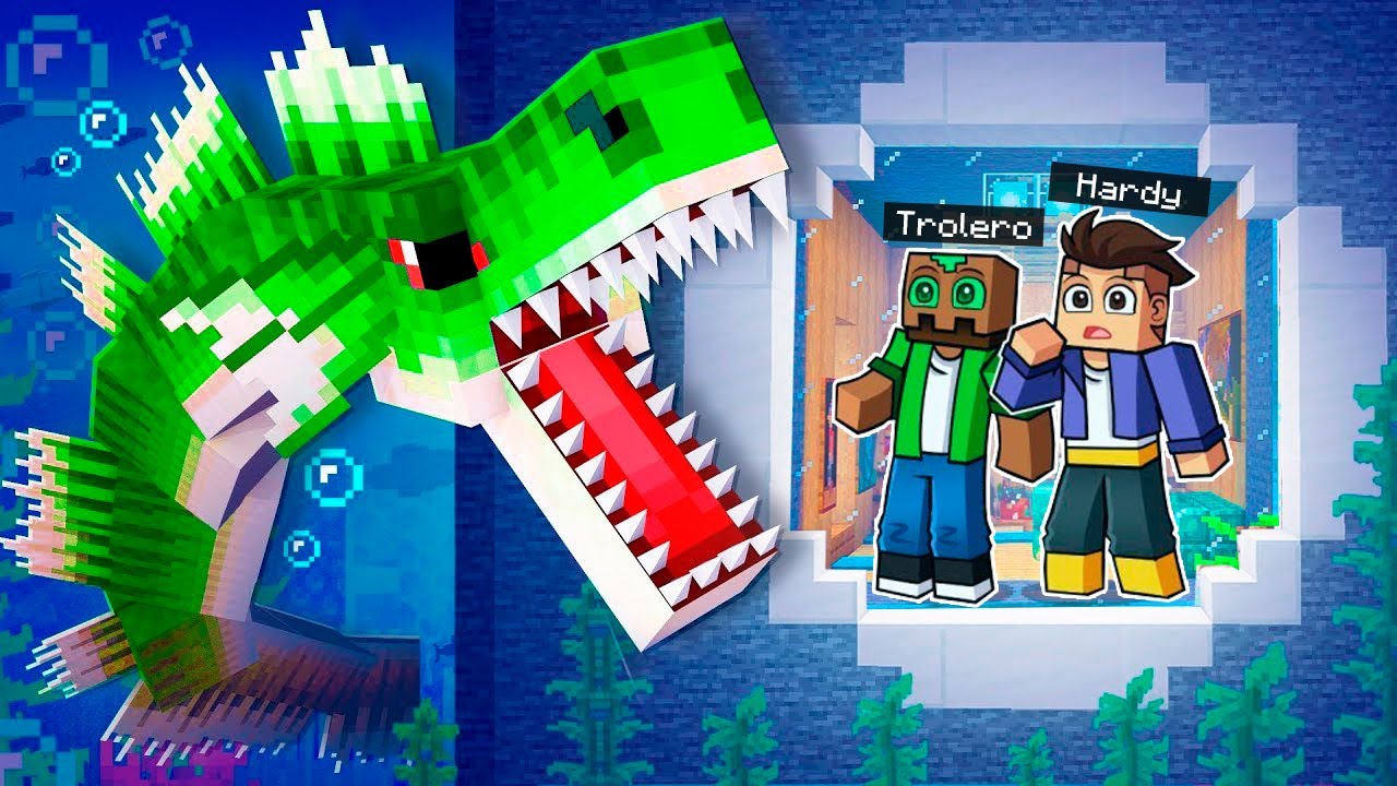 Construí una CASA BAJO EL AGUA para ESCONDERME del MONSTRUO en Minecraft!