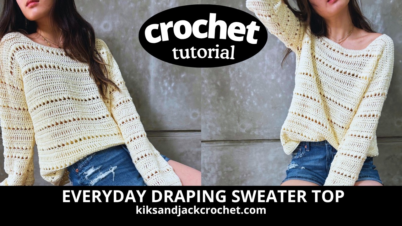 Easy Crochet Sweater Stitch Tutorial Step by Step | Spring to Fall Lightweight Sweater Free Pattern