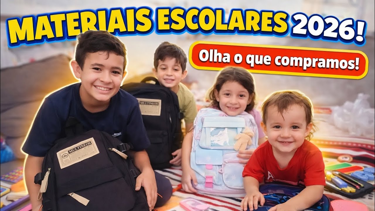 🎒 MATERIAIS ESCOLARES 2026 | Olha a alegria deles!