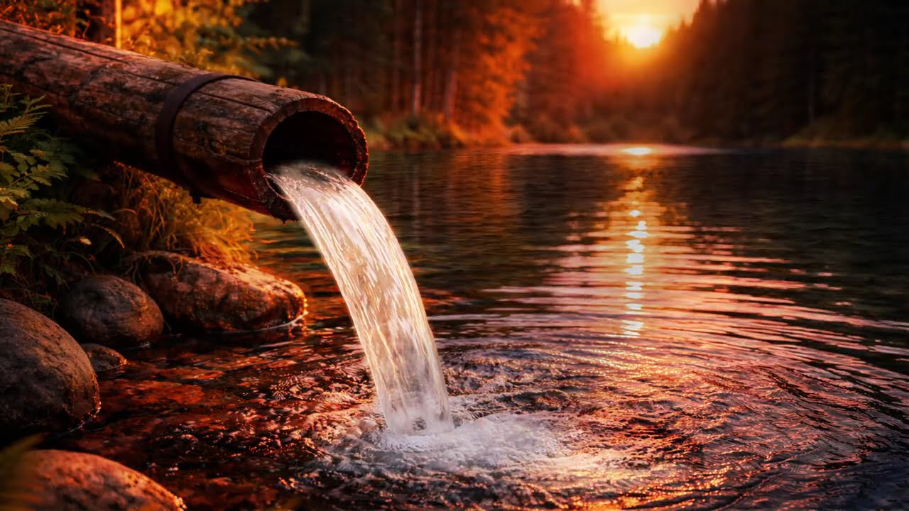 Water Sounds for Sleep – Forest River White Noise | Golden Sunset (2 Hours)No Musıc