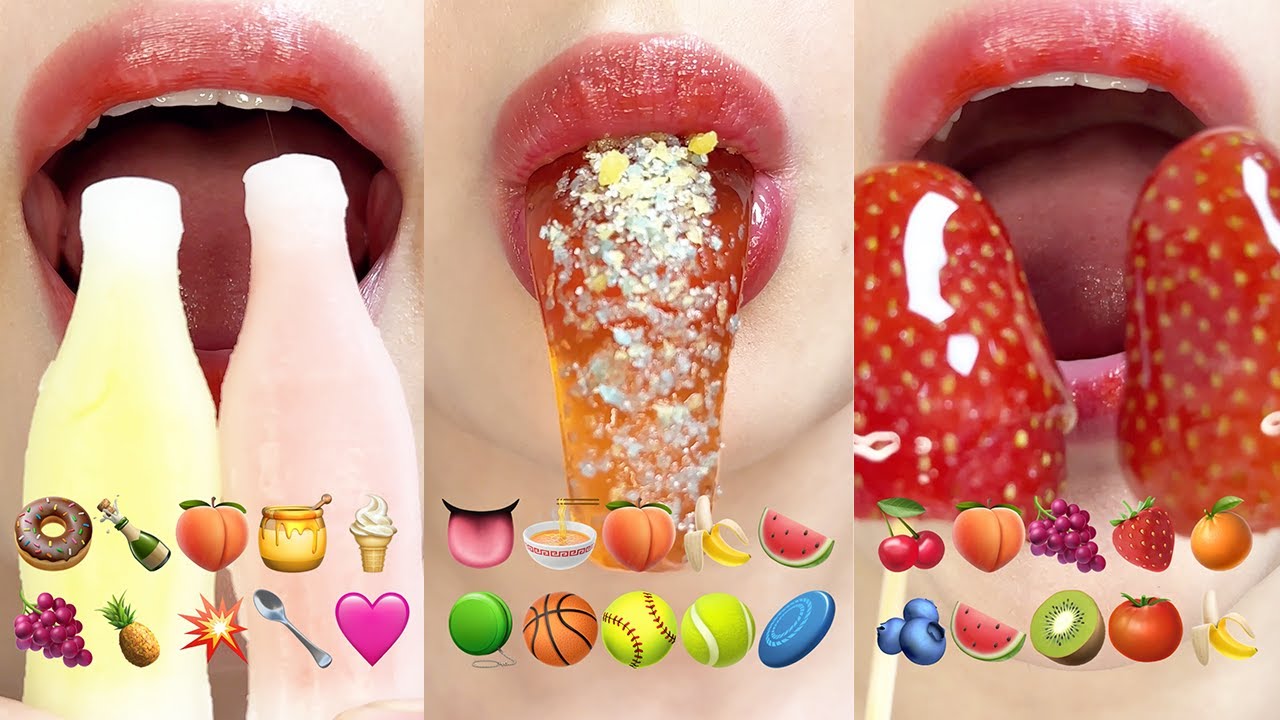 asmr 10 MINUTES EMOJI FOOD DESSERT FOR RELAXING SLEEP 이모지 먹방 모음 eating sounds