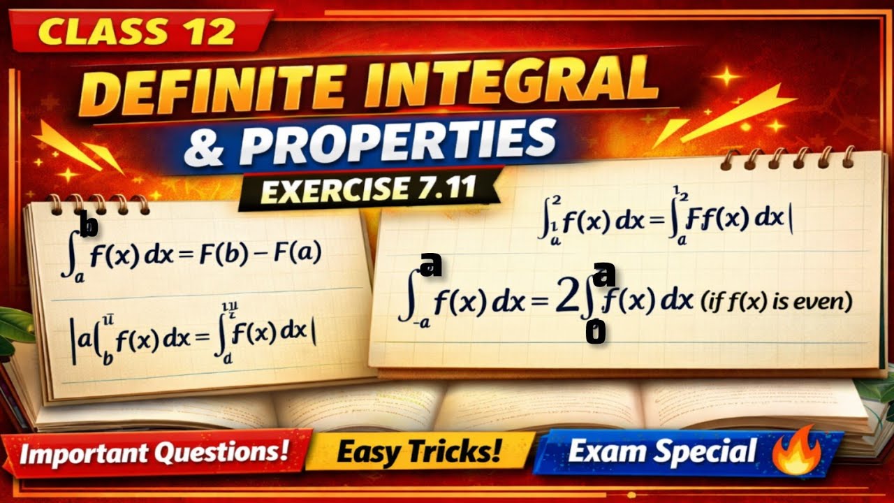 Class 12 Maths Chapter 7 Exercise 7.11 | Definite Integral & Properties Full Explanation |Board Exam