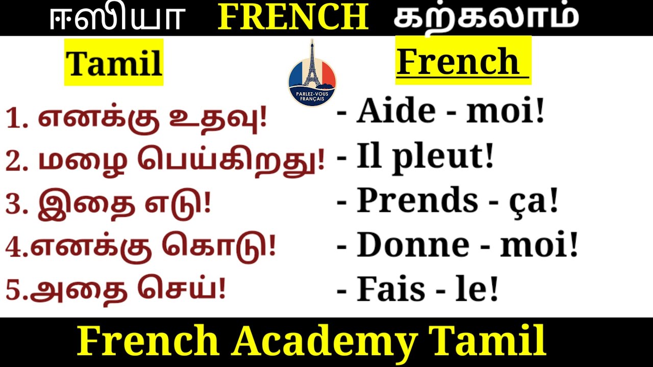 பிரஞ்சில் இரண்டு சொற்களாலான வாக்கியங்கள்/ french for beginners