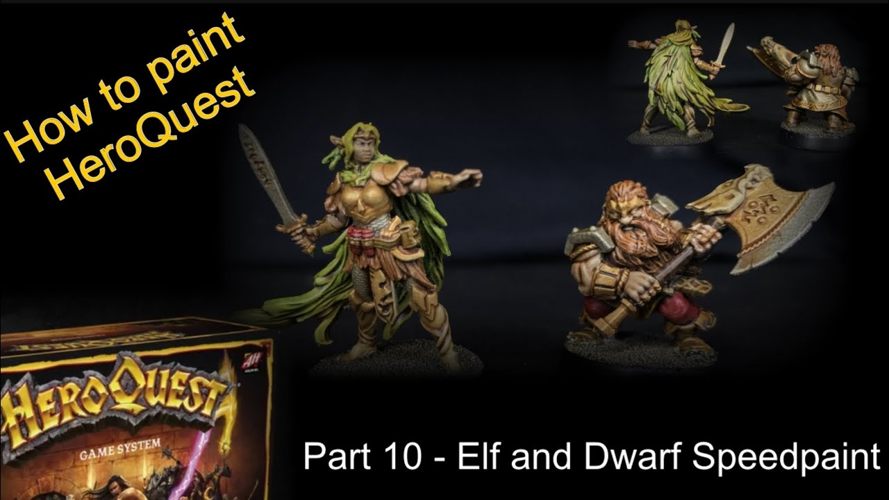 How to paint HeroQuest part 10 - painting the Elf and Dwarf contrast speedpaint elves and dwarves
