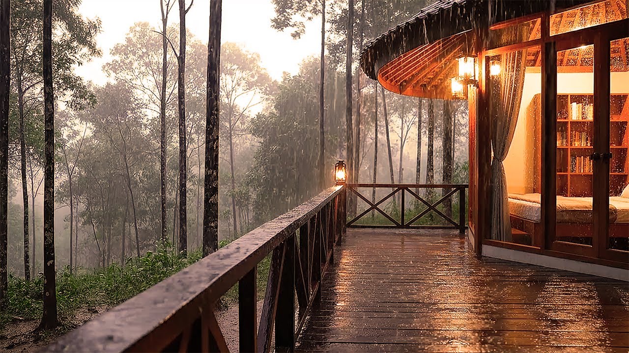 4 Hours of Gentle Afternoon Rain ASMR | Cozy Forest Ambience