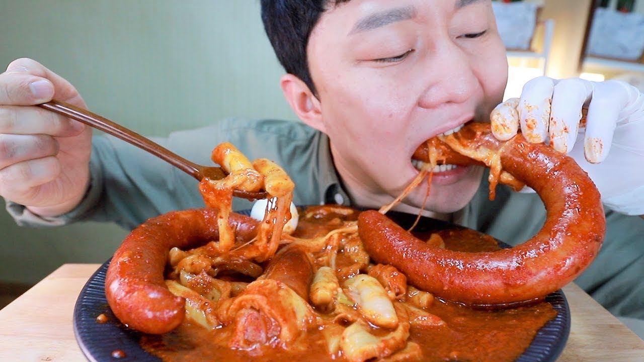 ～MUKBANG～킬바사 소시지 매운 떡볶이 리얼사운드 먹방~~!Kielbasa Sausage Spicy Tteokbokki ASMR